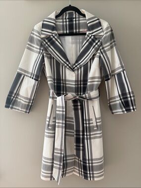 Plaid Belted Trench Coat